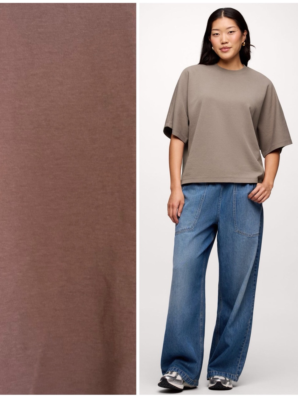 Nuuds Street Tee Boxy Oversized Sz XS Mauve - Chocolate color